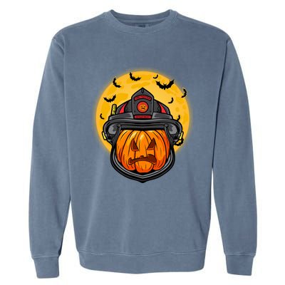 Firefighter Pumpkin Firefighter Halloween Fire Halloween Gift Garment-Dyed Sweatshirt