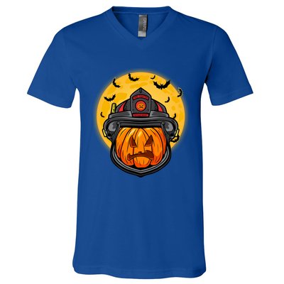 Firefighter Pumpkin Firefighter Halloween Fire Halloween Gift V-Neck T-Shirt