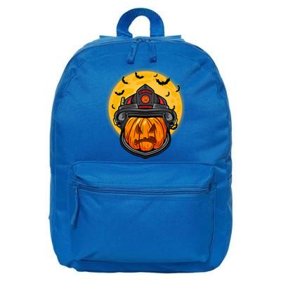 Firefighter Pumpkin Firefighter Halloween Fire Halloween Gift 16 in Basic Backpack