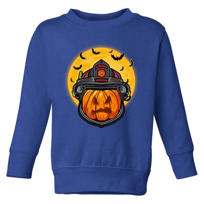 Firefighter Pumpkin Firefighter Halloween Fire Halloween Gift Toddler Sweatshirt