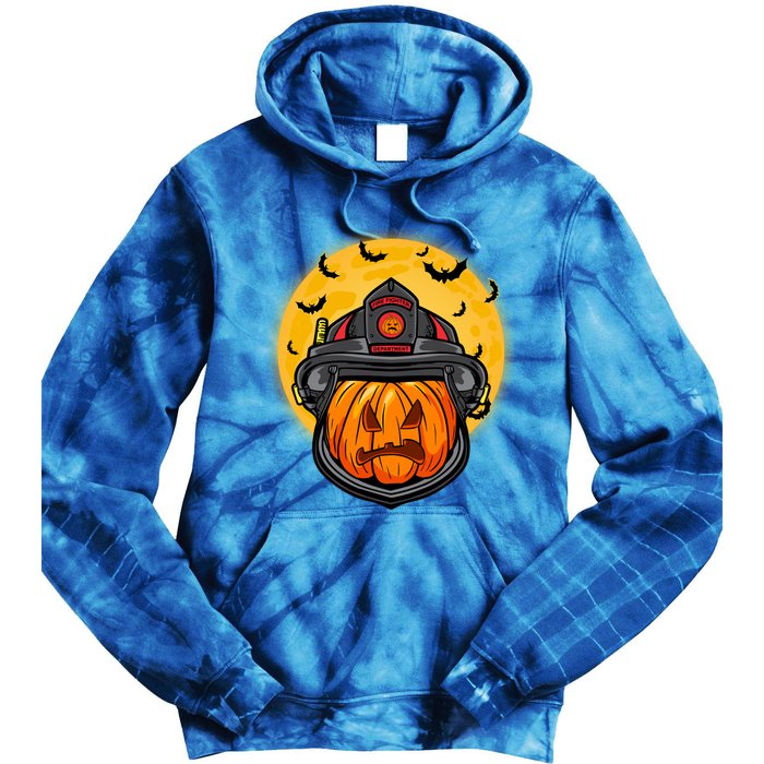 Firefighter Pumpkin Firefighter Halloween Fire Halloween Gift Tie Dye Hoodie