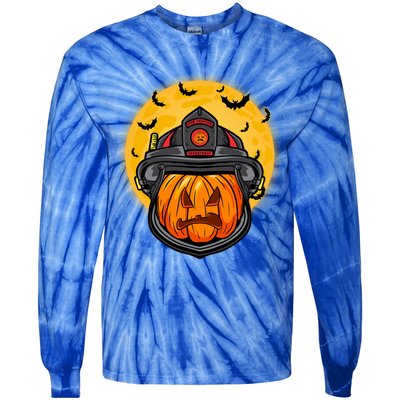 Firefighter Pumpkin Firefighter Halloween Fire Halloween Gift Tie-Dye Long Sleeve Shirt