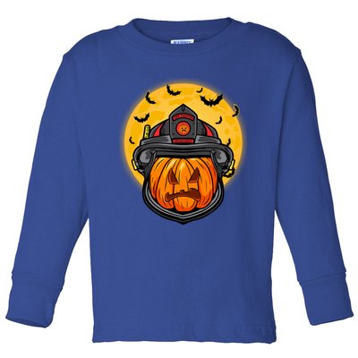 Firefighter Pumpkin Firefighter Halloween Fire Halloween Gift Toddler Long Sleeve Shirt