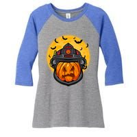 Firefighter Pumpkin Firefighter Halloween Fire Halloween Gift Women's Tri-Blend 3/4-Sleeve Raglan Shirt