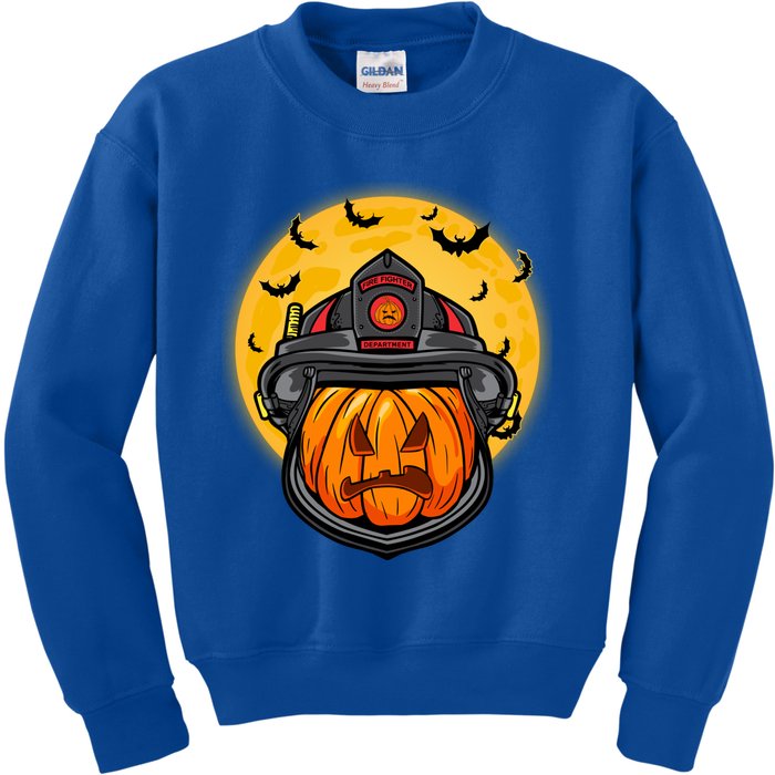 Firefighter Pumpkin Firefighter Halloween Fire Halloween Gift Kids Sweatshirt