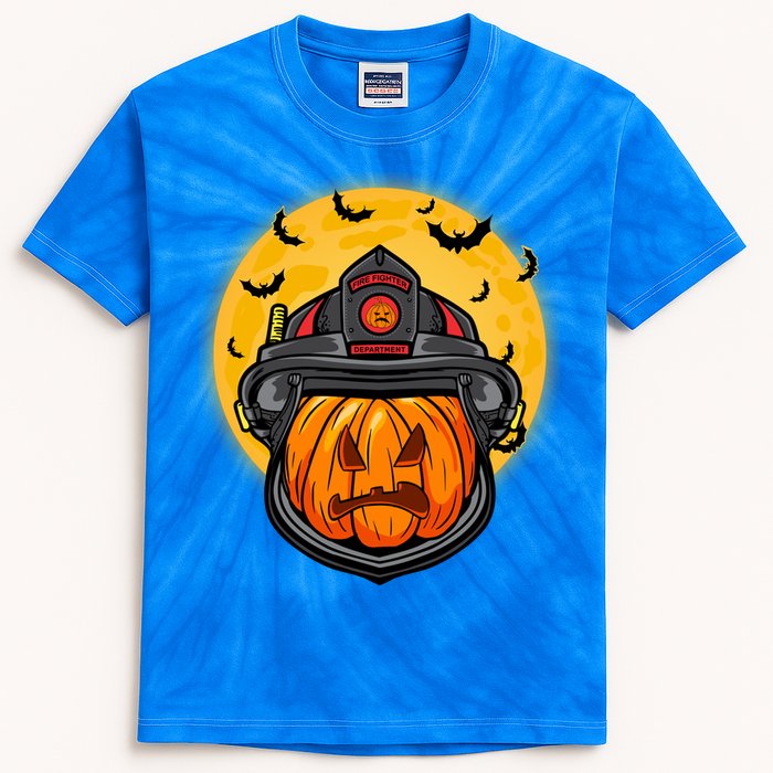 Firefighter Pumpkin Firefighter Halloween Fire Halloween Gift Kids Tie-Dye T-Shirt