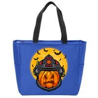 Firefighter Pumpkin Firefighter Halloween Fire Halloween Gift Zip Tote Bag