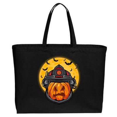 Firefighter Pumpkin Firefighter Halloween Fire Halloween Gift Cotton Canvas Jumbo Tote