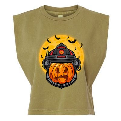 Firefighter Pumpkin Firefighter Halloween Fire Halloween Gift Garment-Dyed Women's Muscle Tee