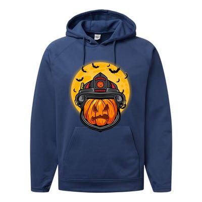 Firefighter Pumpkin Firefighter Halloween Fire Halloween Gift Performance Fleece Hoodie