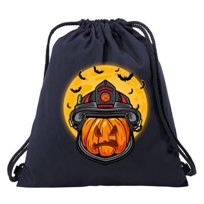 Firefighter Pumpkin Firefighter Halloween Fire Halloween Gift Drawstring Bag