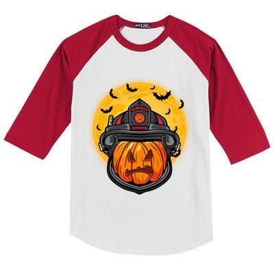 Firefighter Pumpkin Firefighter Halloween Fire Halloween Gift Kids Colorblock Raglan Jersey