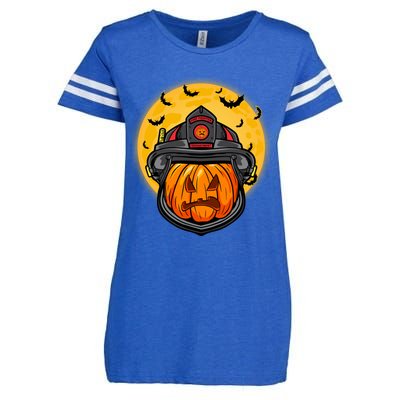 Firefighter Pumpkin Firefighter Halloween Fire Halloween Gift Enza Ladies Jersey Football T-Shirt