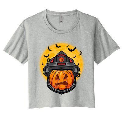 Firefighter Pumpkin Firefighter Halloween Fire Halloween Gift Women's Crop Top Tee