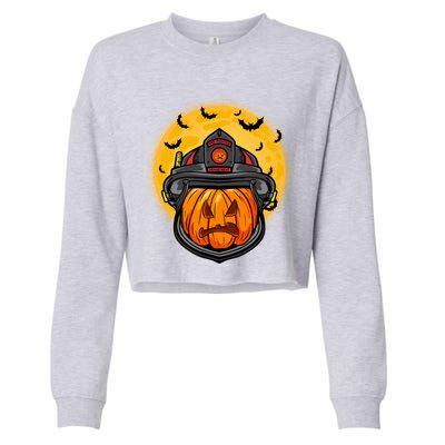 Firefighter Pumpkin Firefighter Halloween Fire Halloween Gift Cropped Pullover Crew