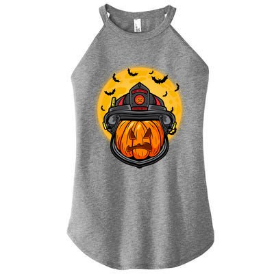 Firefighter Pumpkin Firefighter Halloween Fire Halloween Gift Women's Perfect Tri Rocker Tank