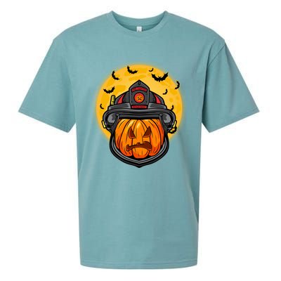 Firefighter Pumpkin Firefighter Halloween Fire Halloween Gift Sueded Cloud Jersey T-Shirt