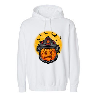 Firefighter Pumpkin Firefighter Halloween Fire Halloween Gift Garment-Dyed Fleece Hoodie