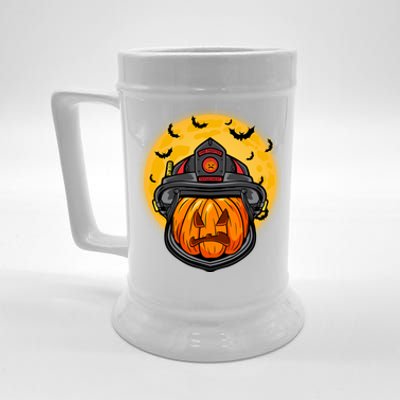 Firefighter Pumpkin Firefighter Halloween Fire Halloween Gift Beer Stein