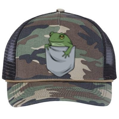 Frog Pocket For A Frog Fan Funny Retro Rope Trucker Hat Cap