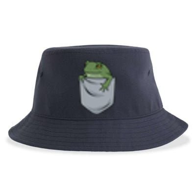 Frog Pocket For A Frog Fan Funny Sustainable Bucket Hat