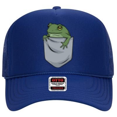 Frog Pocket For A Frog Fan Funny High Crown Mesh Back Trucker Hat