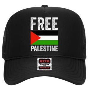 Free Palestine High Crown Mesh Back Trucker Hat