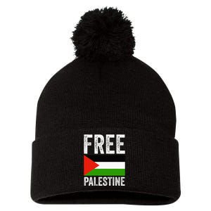 Free Palestine Pom Pom 12in Knit Beanie