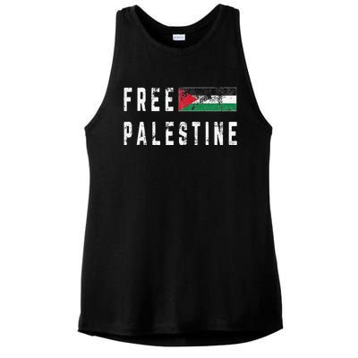 Free Palestine Flag Stand For Peace In The Middle East Ladies PosiCharge Tri-Blend Wicking Tank