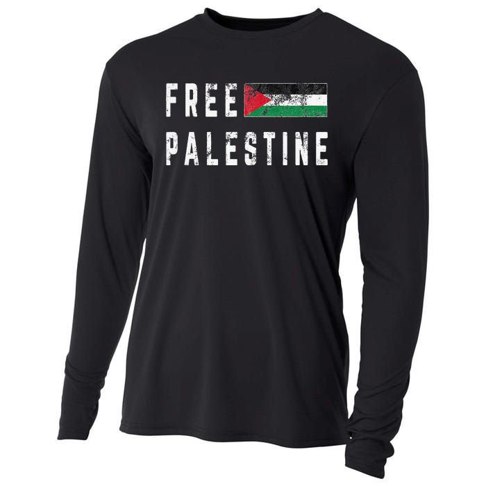 Free Palestine Flag Stand For Peace In The Middle East Cooling Performance Long Sleeve Crew