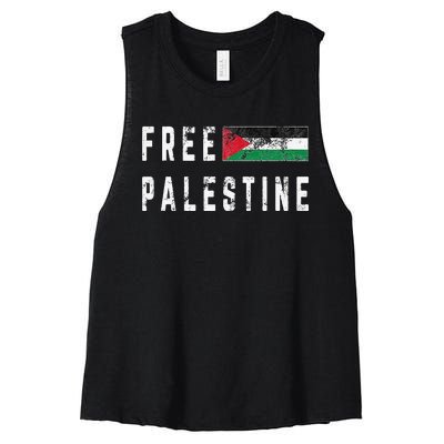 Free Palestine Flag Stand For Peace In The Middle East Women's Racerback Cropped Tank