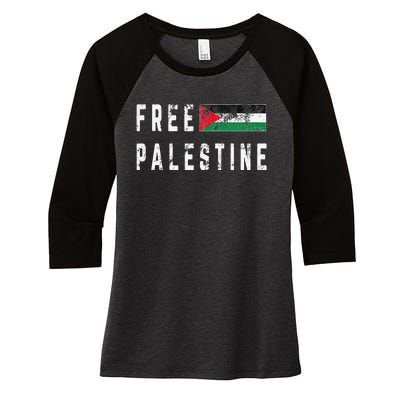 Free Palestine Flag Stand For Peace In The Middle East Women's Tri-Blend 3/4-Sleeve Raglan Shirt