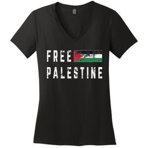 Free Palestine Flag Stand For Peace In The Middle East Women's V-Neck T-Shirt