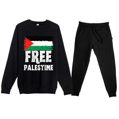 Free Palestine Flag Premium Crewneck Sweatsuit Set