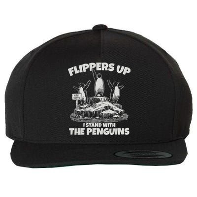 Funny Penguin Flippers Up I Stand With The Penguins Wool Snapback Cap
