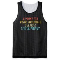 Funny Penny For Your Thoughts Sarcastic Joke Vintage Mesh Reversible Basketball Jersey Tank