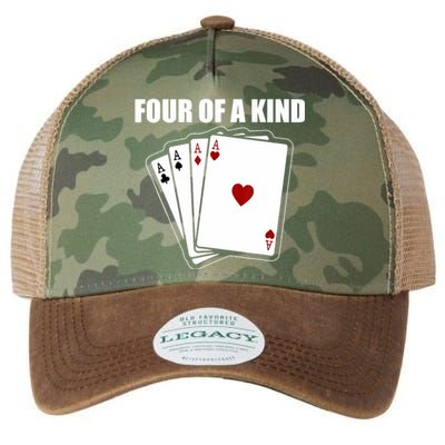 Funny Poker Four Of A Kind Aces Texas Holdem Lucky Poker Legacy Tie Dye Trucker Hat