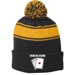 Funny Poker Four Of A Kind Aces Texas Holdem Lucky Poker Stripe Pom Pom Beanie