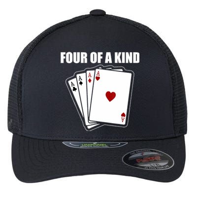 Funny Poker Four Of A Kind Aces Texas Holdem Lucky Poker Flexfit Unipanel Trucker Cap