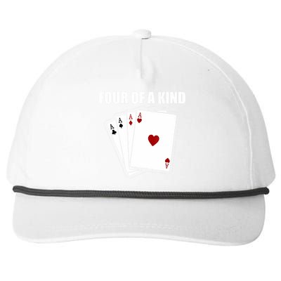 Funny Poker Four Of A Kind Aces Texas Holdem Lucky Poker Snapback Five-Panel Rope Hat