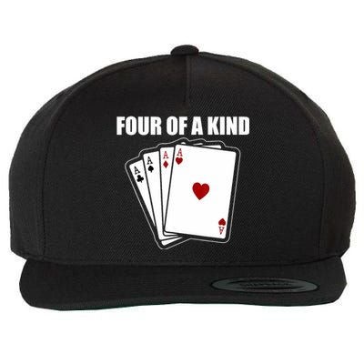 Funny Poker Four Of A Kind Aces Texas Holdem Lucky Poker Wool Snapback Cap