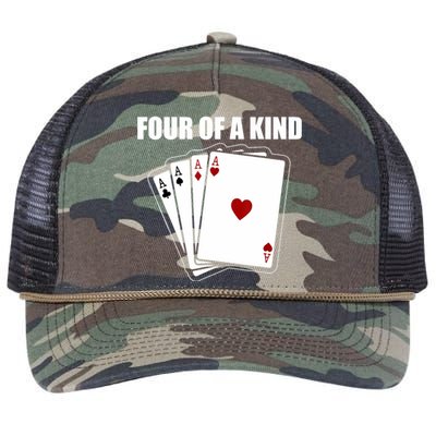 Funny Poker Four Of A Kind Aces Texas Holdem Lucky Poker Retro Rope Trucker Hat Cap