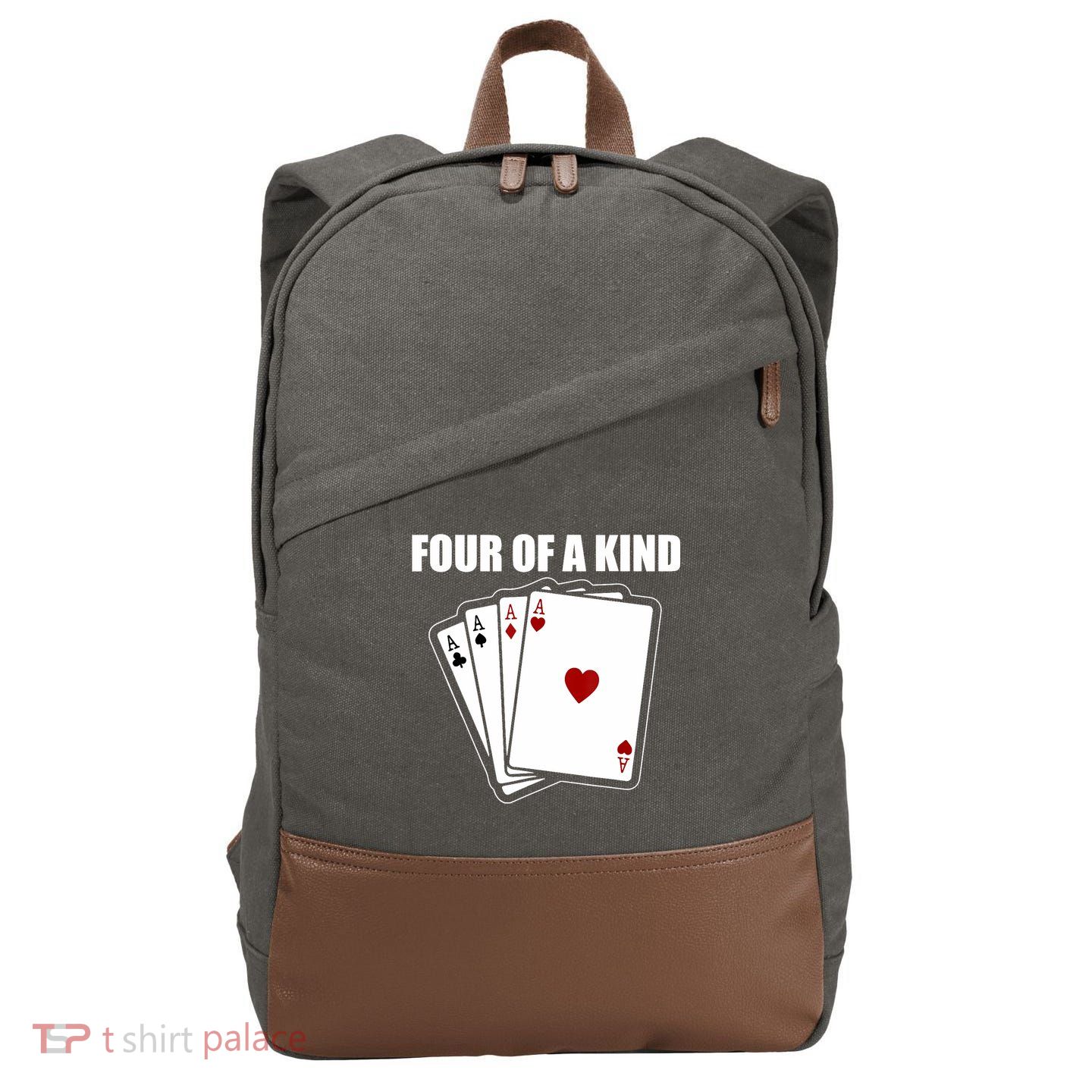 Funny Poker Four Of A Kind Aces Texas Holdem Lucky Poker Cotton Canvas Backpack