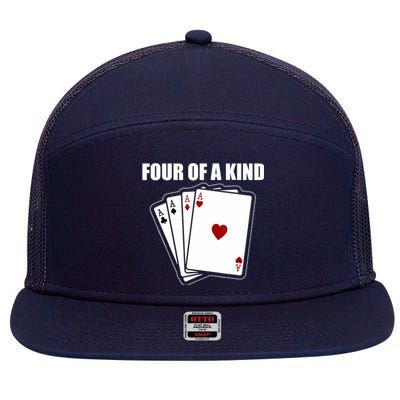 Funny Poker Four Of A Kind Aces Texas Holdem Lucky Poker 7 Panel Mesh Trucker Snapback Hat