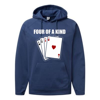 Funny Poker Four Of A Kind Aces Texas Holdem Lucky Poker Performance Fleece Hoodie