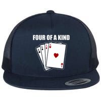 Funny Poker Four Of A Kind Aces Texas Holdem Lucky Poker Flat Bill Trucker Hat