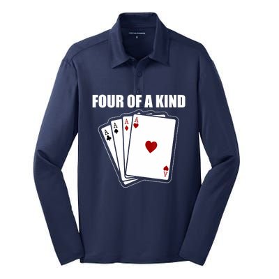 Funny Poker Four Of A Kind Aces Texas Holdem Lucky Poker Silk Touch Performance Long Sleeve Polo