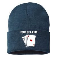 Funny Poker Four Of A Kind Aces Texas Holdem Lucky Poker Sustainable Knit Beanie