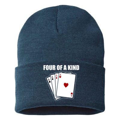 Funny Poker Four Of A Kind Aces Texas Holdem Lucky Poker Sustainable Knit Beanie