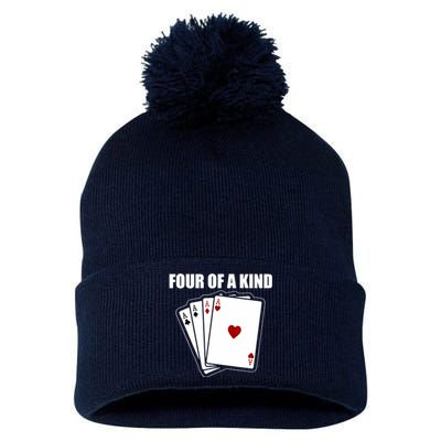 Funny Poker Four Of A Kind Aces Texas Holdem Lucky Poker Pom Pom 12in Knit Beanie